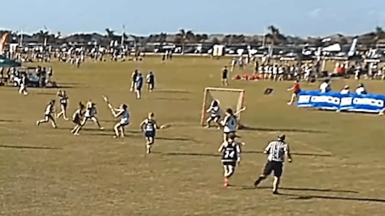 Auto-cam lacrosse footage zoomed in, before Clarity Boost