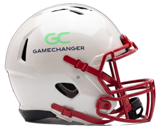 GameChanger logo on a football helmet