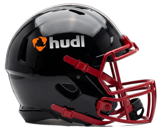 Hudl logo on a football helmet