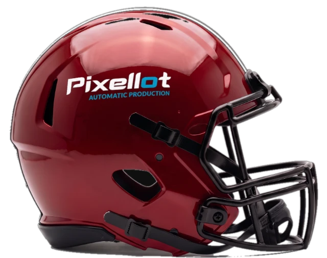 Pixellot logo on a football helmet