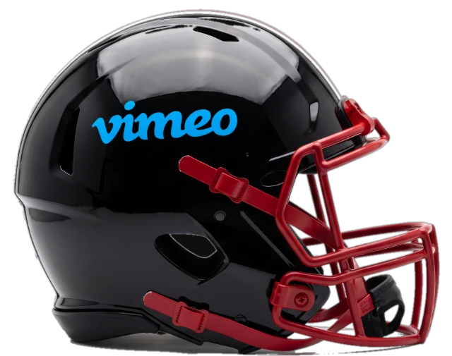 Vimeo logo on a football helmet